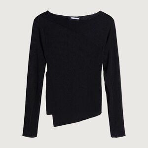 Oak + Fort Black Long Sleeve Mesh Top
